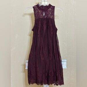 Burgundy Lace Dress by Altar'd State Sz Small